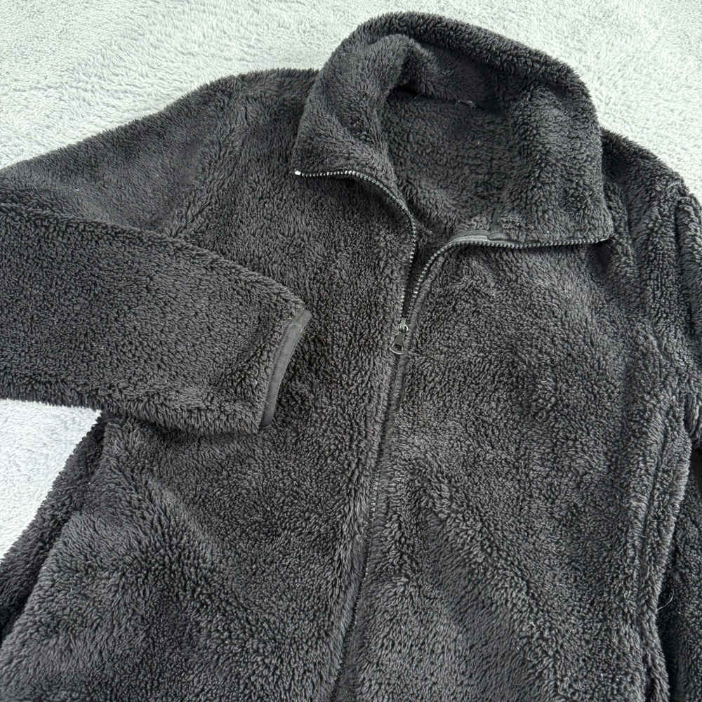 Uniqlo Fluffy Yarn Fleece Full-Zip Jacket Black Womens Large 241-172286